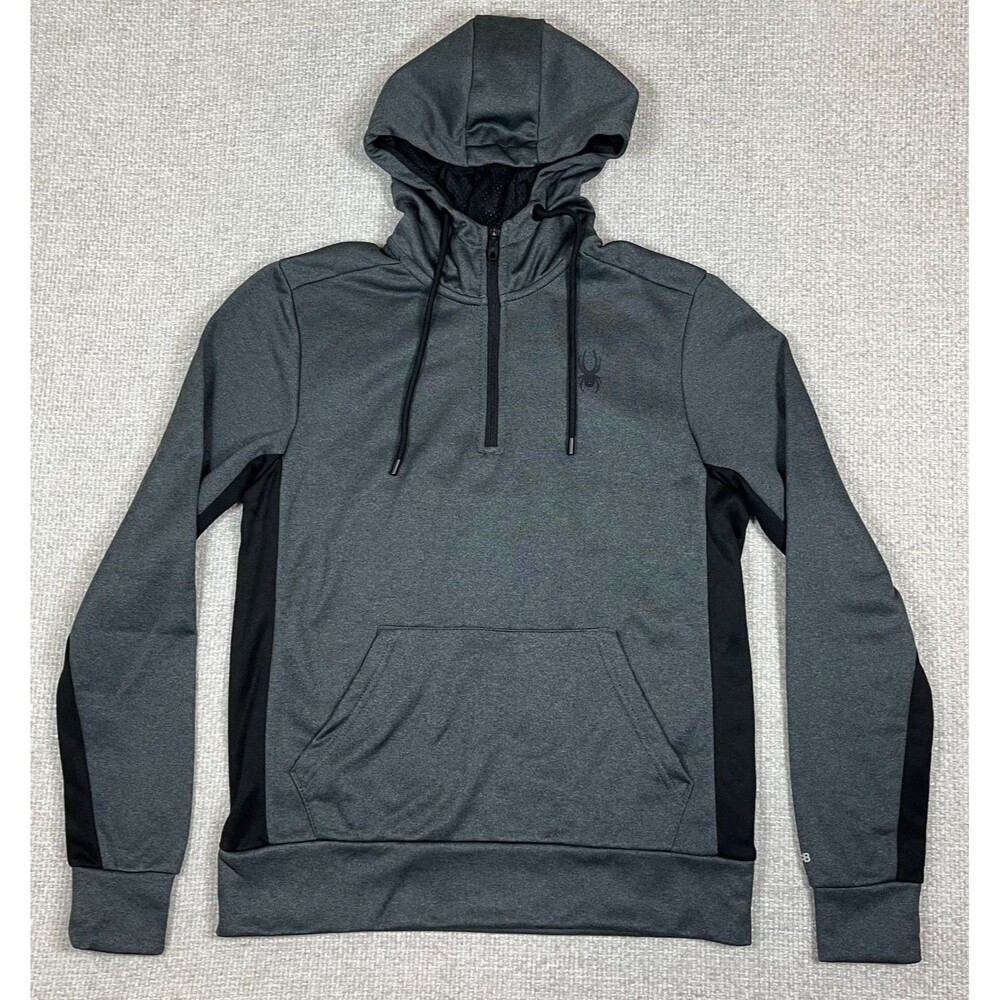 Spyder Active ProWEB Hoodie Sweatshirt Men’s Small 1/4 Zip Grey Black
